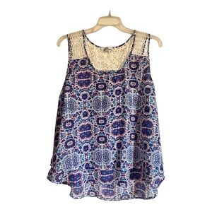 Elegant Blue and White Women's Tank Top